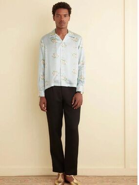 Bode daisy floral print silk shirt